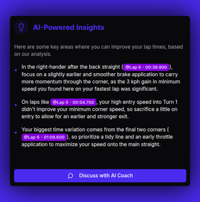 Detailed telemetry charts
